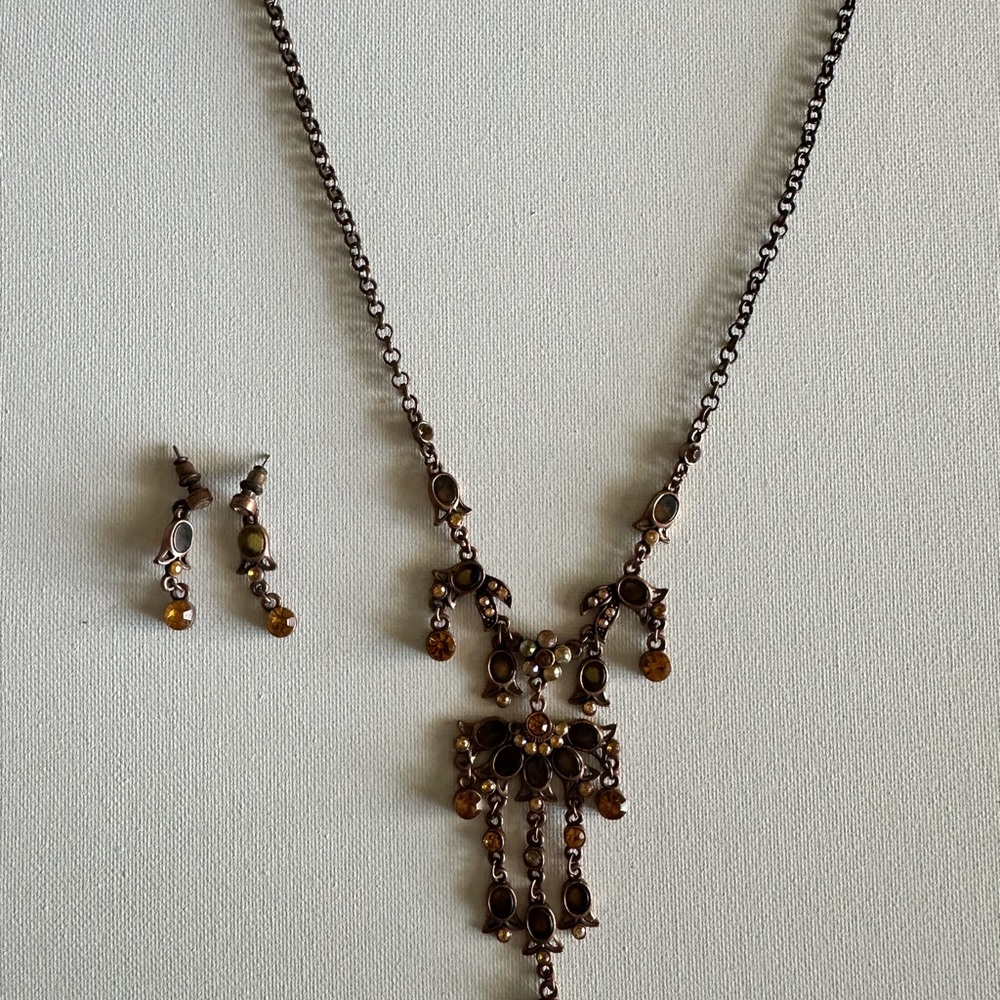 Bronze necklace and earrings